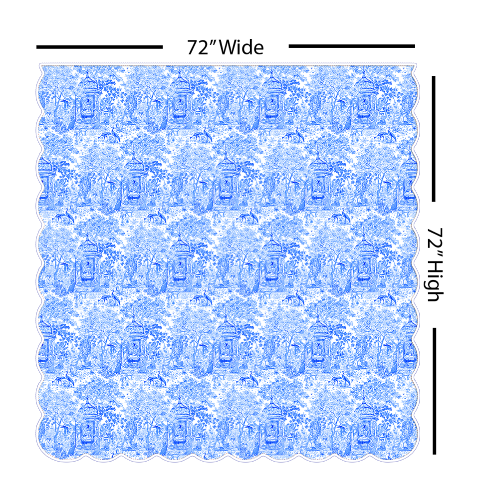 Senlin Azure | Scalloped Shower Curtain | Made in the USA