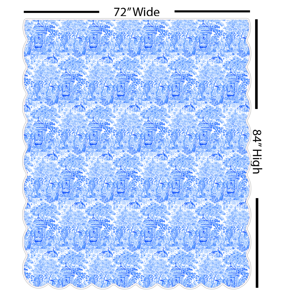 Senlin Azure | Scalloped Shower Curtain | Made in the USA