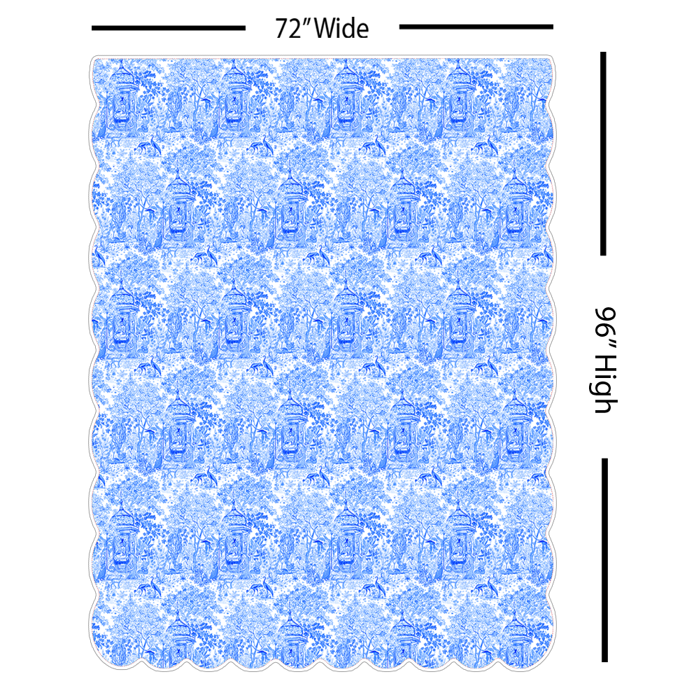 Senlin Azure | Scalloped Shower Curtain | Made in the USA