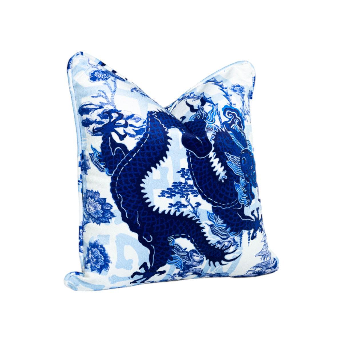 Drago Bold Blue Throw Pillow