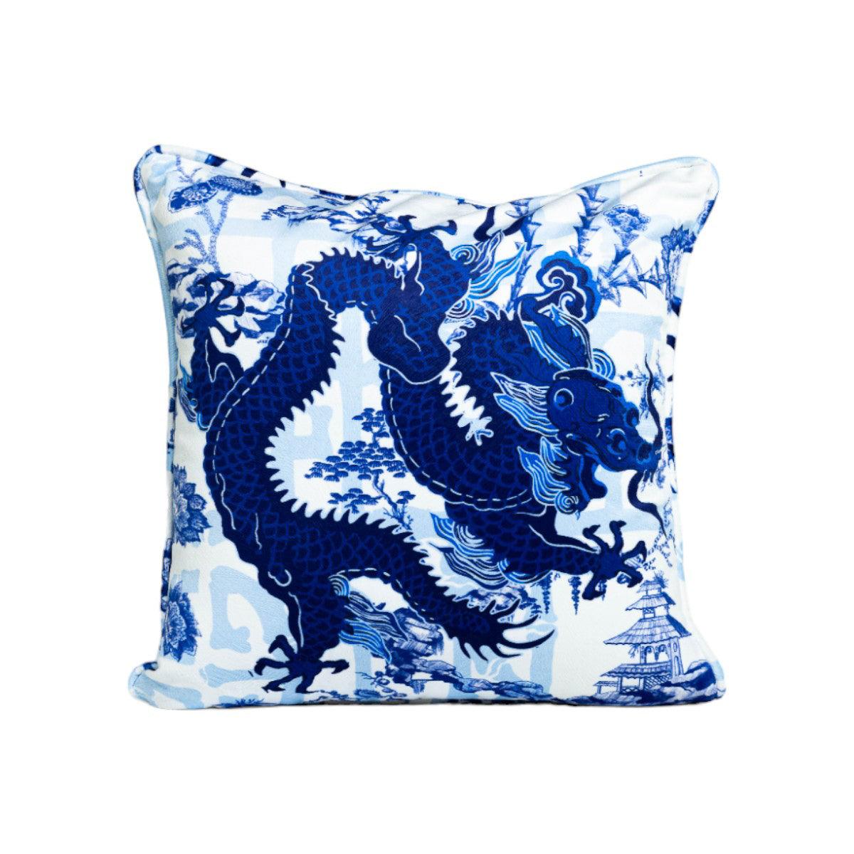 Drago Bold Blue Throw Pillow