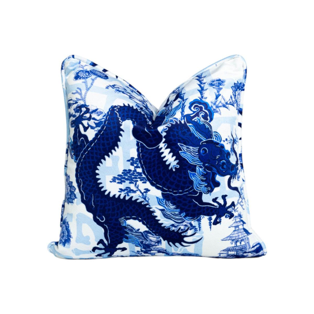 Drago Bold Blue Throw Pillow