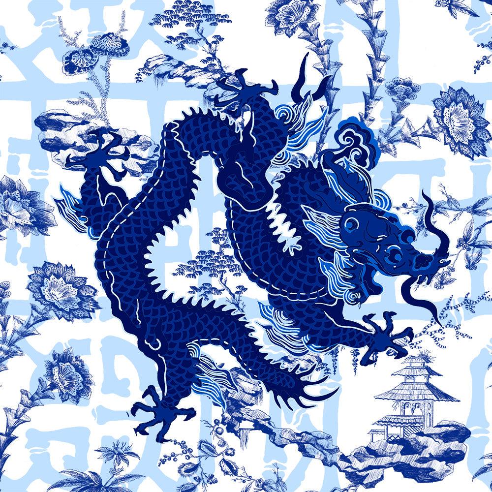 Drago Bold Blue Throw Pillow