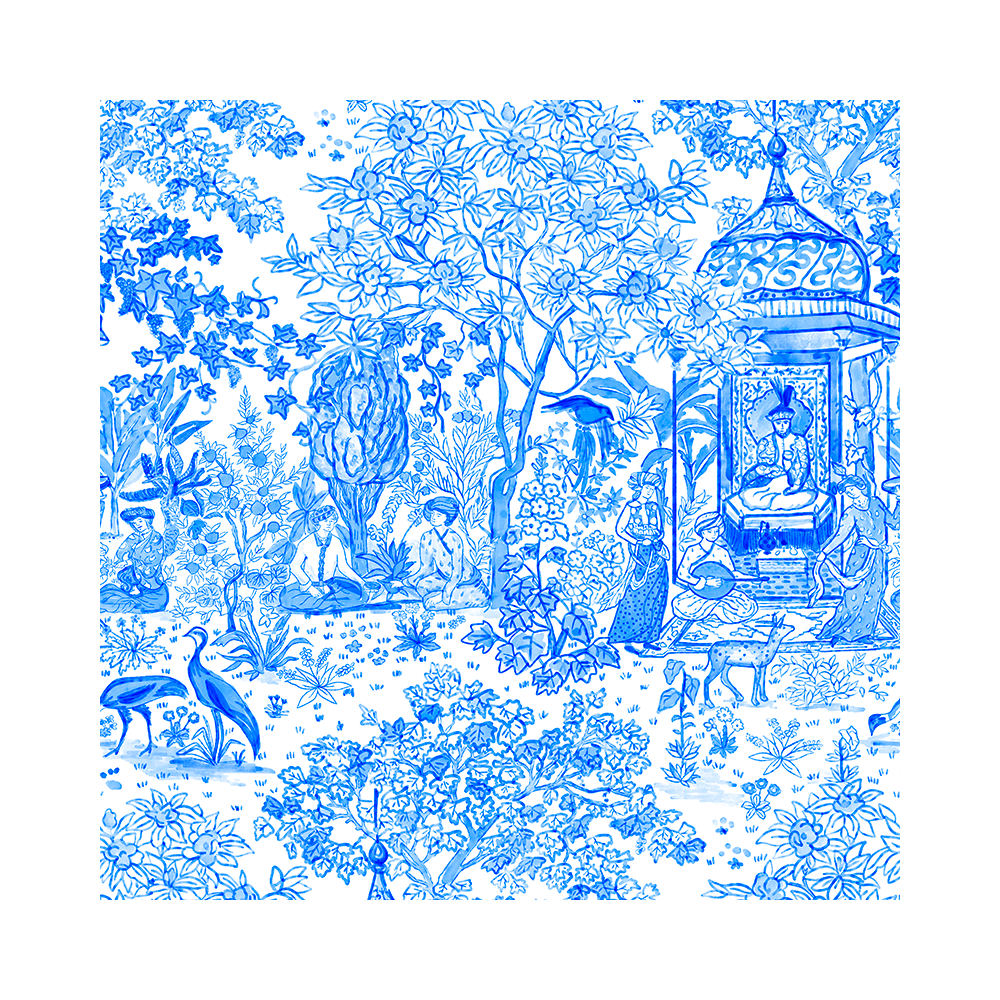 Senlin Azure | Scalloped Shower Curtain | Made in the USA