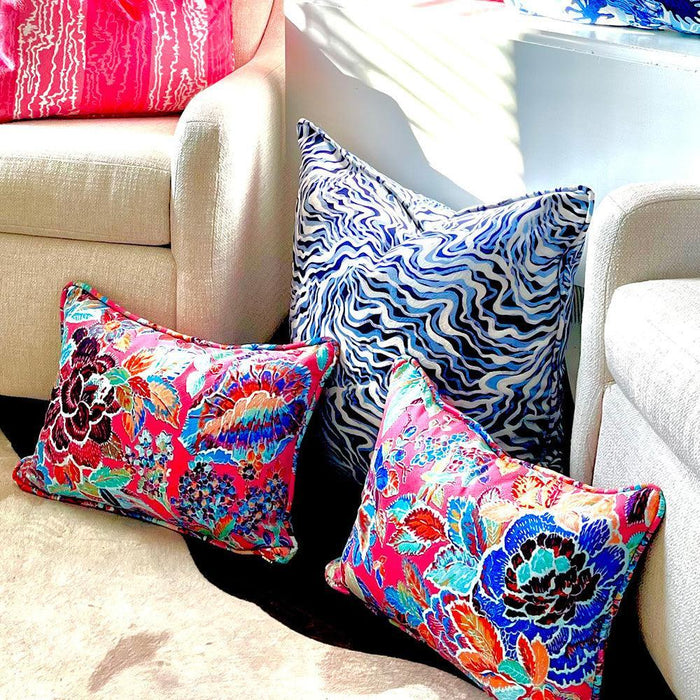 decorative throw pillows on floor