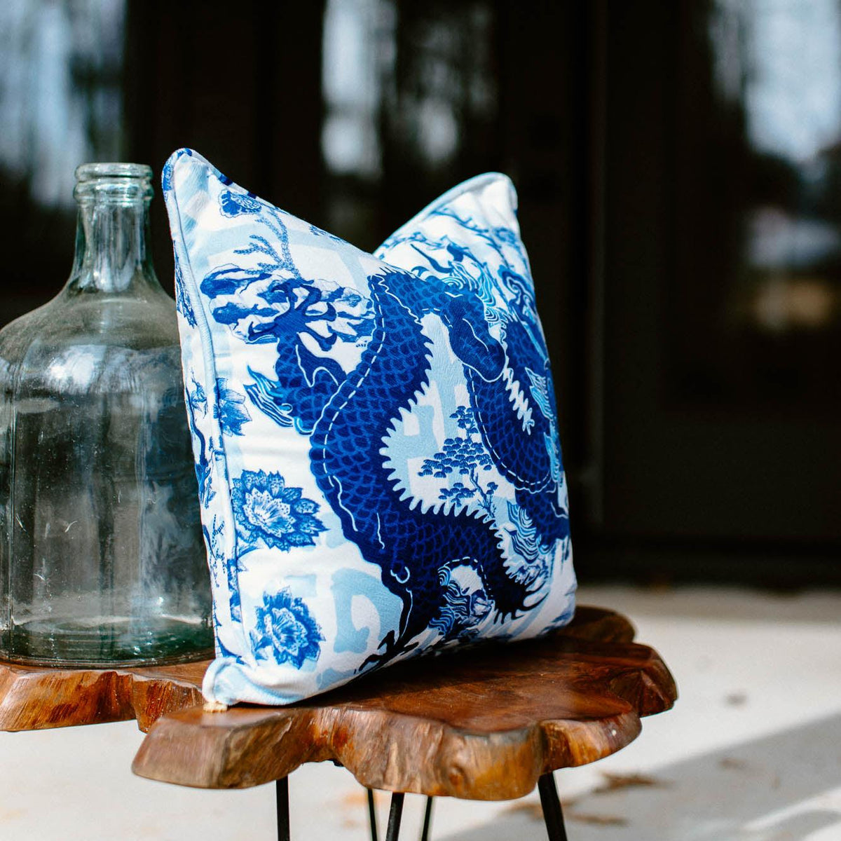 Drago Bold Blue Throw Pillow