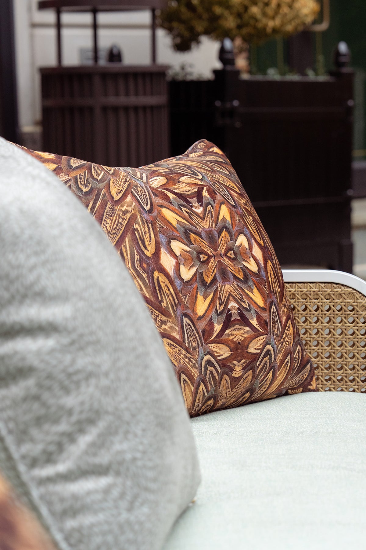 decorative pillow in chair