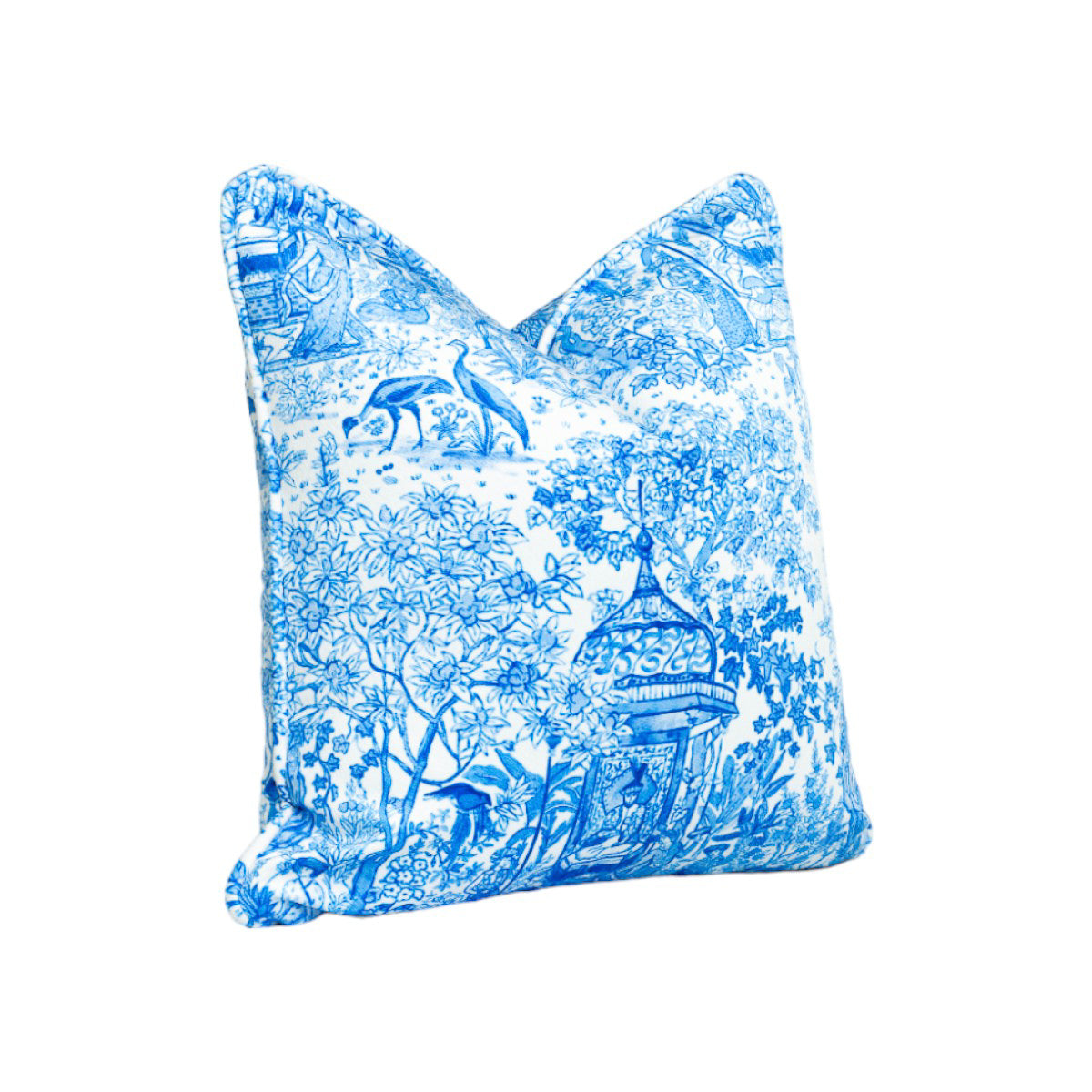 Senlin Azure Blue | Chinoiserie Throw Pillow